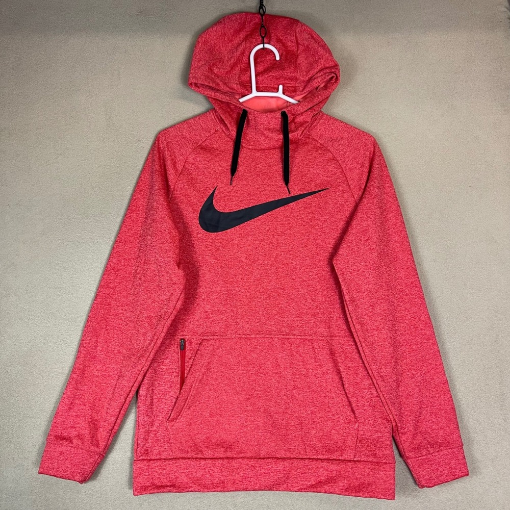 Nike Therma-FIT Men's Red Heathered Pullover Hoodie Sweatshirt Size Small